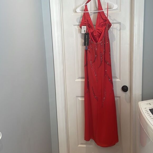 Joli Prom red sequined vneck plunge formal long dress SZ 12 NWT - Picture 5 of 8